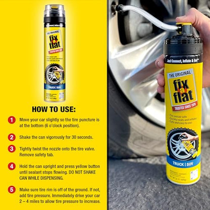 Fix-A-Flat S60369-6PK Aerosol Emergency Flat Tire Repair and Inflator, for X-Large Tires, Eco-Friendly Formula, Universal Fit for All Cars, Trucks and SUVs, 24 oz. (Pack of 6) - size: Truck / SUV (Pack of 6)