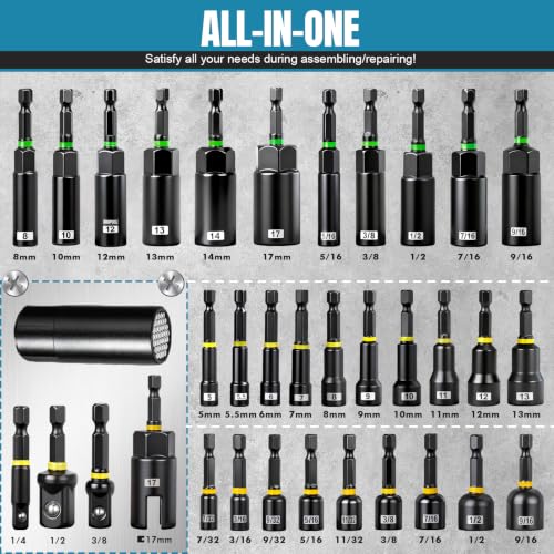 80PCS Magnetic Impac Nut Driver Set, Metric & SAE Socket Set, Storage Box - size: 80-Piece