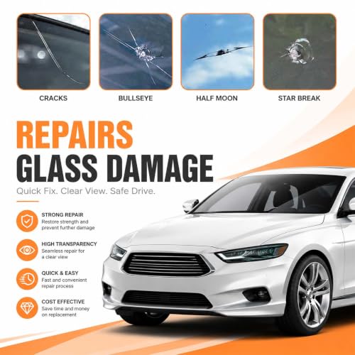 Windshield Crack Repair Kit, 2 Bottles Glass Repair Kit, Universal Auto Glass Repair Set for Car Windows, Rearview Mirrors, All Types of Chips and Linear Cracks