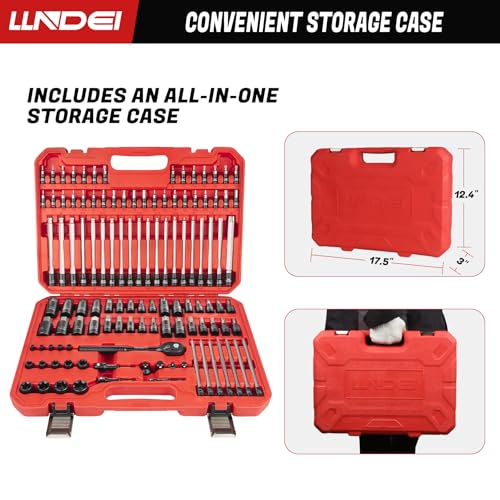 LLNDEI 115Pc Torx & Allen Bit Socket Set 1/4 3/8 1/2" Drive - size: 115 pcs