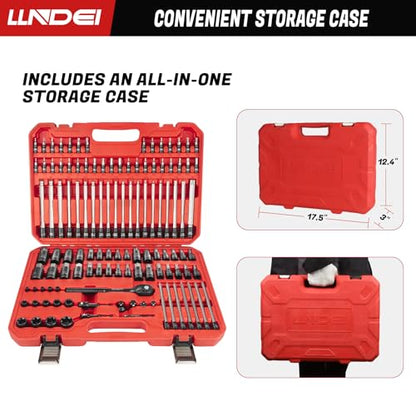 LLNDEI 115Pc Torx & Allen Bit Socket Set 1/4 3/8 1/2" Drive - size: 115 pcs