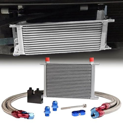 GRAND ORANGE 25 Row Oil Cooler Kit Compatible with N54 Engine Twin Turbo 135 E82 335 E90 E92 E93 - size: 25 Row | Fit BMW 135 335 06 | Silvery