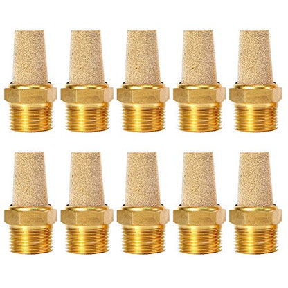 Quickun Air Pneumatic Mufflers, 1/8" Male Thread Sintered Bronze Exhaust Muffler Silencer (Pack of 10) - size: 1/8" Male (10Pcs)