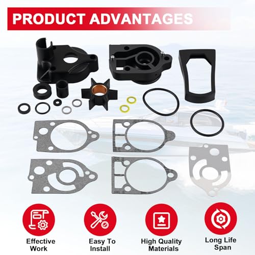 77177A3 Water Pump Repair Kit with Housing Replacement for Mercury and Mariner 2-Cycle Outboards 30 HP - 70 HP - Replace 46-77177A3 Sierra 18-3324 GLM12100