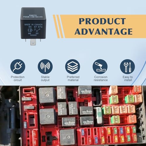 P6SDT FOAB-14B192-AA Relay - 40A 12VDC 5-Pin Relay for Ford Ford F-150, Explorer, Expedition, Electrical System 2 -Pack