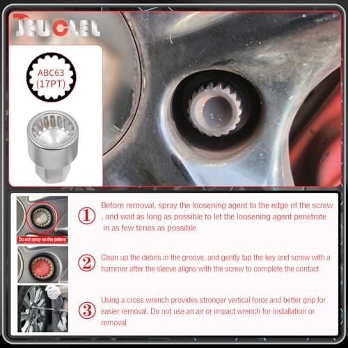 ABC-63 17Pt Outer Ring 2mm Wheel Locking Nut Key for Porsche VW - color: ABC-63 Outer ring thickness: 2mm