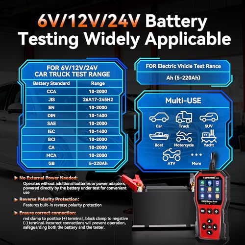 KONNWEI KW341 6V 12V 24V Automotive Battery Tester, Car Battery Load Tester - size: 7.68*3.74*2.17 inch