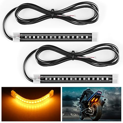 Nilight 2PCS 5 Inch LED Motorcycle Turn Signal Tail Light Strips Yellow Amber Beam Flexible Bend Adhesive Universal Fit Harley Motorcycles Dirt Bikes Snowmobile ATV - color: White,Yellow