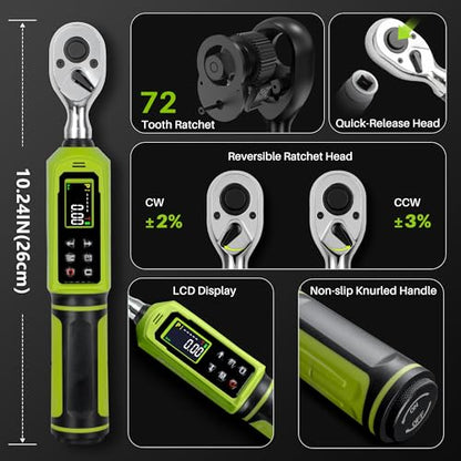 3/8" Digital Torque Wrench-0.66-44.2Ft.Lb for Bike Motocycle Repair - style: 3/8" 0.66-44.25 Ft-Lb Set