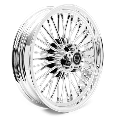 TOFR 18x3.5 16x3.5 Chrome 36 Fat Spoke Wheels Set For Harley Softail 00-22 - color: Chrome, size: Front:18x3.5 Rear:16x3.5