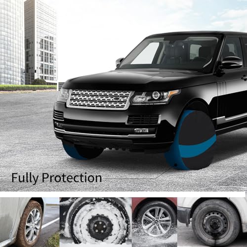 Tire Covers 4 Pack,Tough Tire Wheel Protector for Jeep, Camper, SUV, Travel Trailer,RV, Truck,Universal Outdoor Waterproof Anti-UV Snow Sun Rain Tire Covers Set Fits Tire Diameters 27-29 Inches - size: M--blue