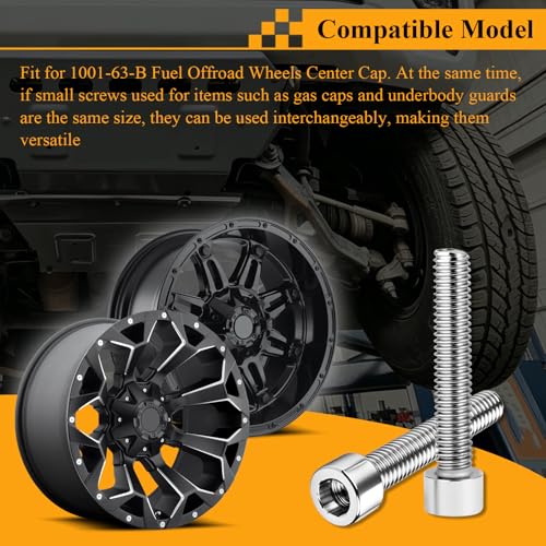 1001-63-B/1001-63GB Center Cap Screws w/Adapter, for Fuel Offroad Wheels - color: Sliver, Long