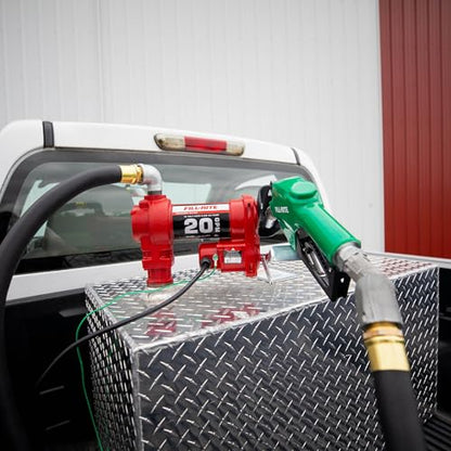 Fill-Rite FR4220HDSQ 12V 20 GPM Fuel Transfer Pump with Discharge Hose, Automatic Nozzle – Green, & Swivel | Gasoline, Diesel, Kerosene, Ethanol Blends, Methanol Blends & Biodiesel - style: Auto Nozzle & Swivel