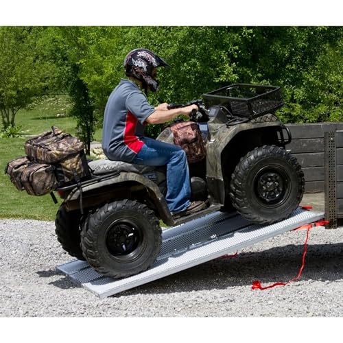 Black Widow Extra Wide Punch Plate Aluminum Folding ATV Ramp, 1,500 Pound Capacity, 7' 10", Silver - Heavy Duty Truck Loading Ramp Accessories - size: 94" x 54" x 1.88"