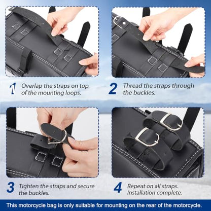 Fully Upgraded Motorcycle Bag,thickened PU leather,With Anti-Theft Buckle & Password Lock Tail Bag,Dual Independent Side Pockets,Multi-Purpose Motorcycle Tool Bag/Saddle Bags,Universal Black