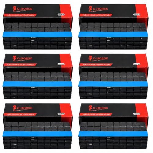 C-HORSE 2160 Pcs, 0.25 oz 1/4 oz, Black, Adhesive Stick On Wheel Weights - Blue Adhesive Easy Peel Tape (0.25 Oz, Black, 6 Boxes, 2160 Pcs) Wheel Weights Stick On Wheels - color: Black