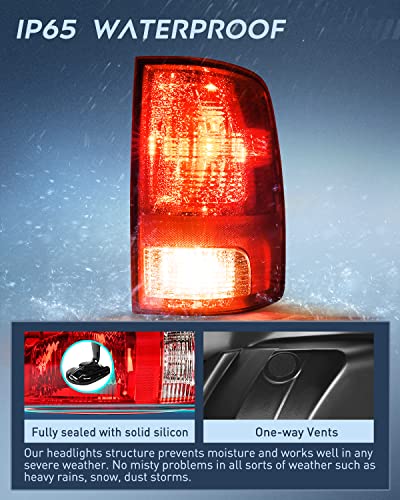 Nilight Taillight Assembly for 2009-2018 Dodge Ram 1500 2500 3500 - color: Red-Passenger Side