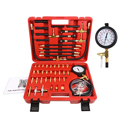BETOOLL Pro Fuel Injection Pressure Tester Kit Gauge 0-140 PSI with 9.49,7.89,6.30 Fuel Line Fittings - size: Pro Fuel Pressure Tester Kit