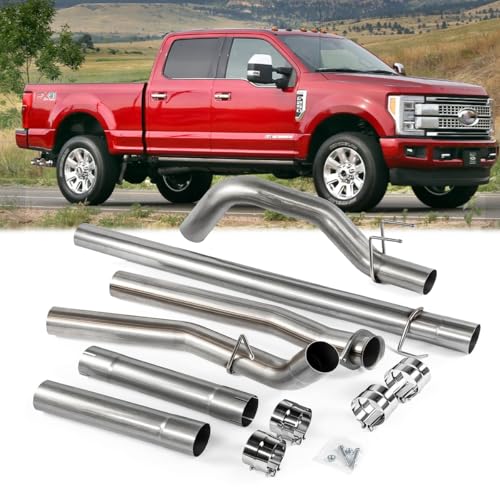 Stainless Steel Exhaust Pipe Kit for 2011-2019 F250/F350/F450 6.7L 4" Powerstroke Diesel - size: for 2011-2019 F250/F350/F450