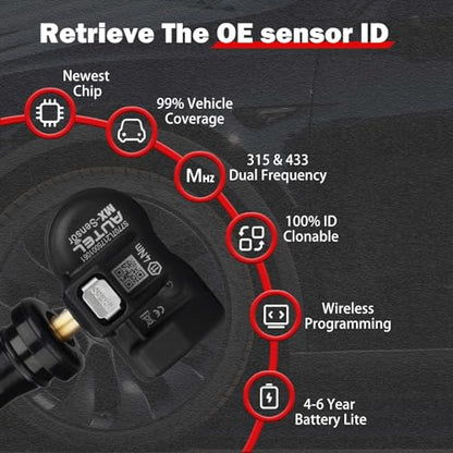 Autel TPMS Sensors MX Sensor Set of 8pcs Universal Tire Sensor Dual Frequency 315MHz/433MHz Autel MX Sensor Rubber Stem Programmable by TS508 TS408 TS508WF TS608 MS906TS ITS600 MS906PRO-TS - size: Sensor Rubber 8pcs