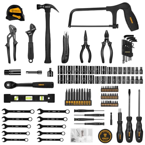 DEKOPRO 218-Piece General Household Hand Tool kit, Professional Auto Repair Tool Set for Homeowner, General Household Hand Tool Set with Plier, Screwdriver Set, Socket Set, with Portable Storage Case