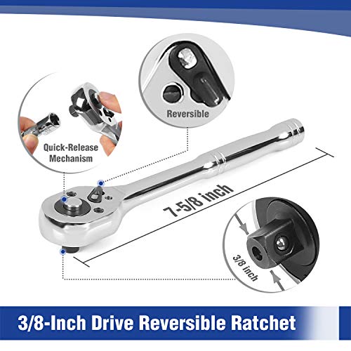 WORKPRO 39-Piece Drive CR-V Socket Set(1/4" & 3/8")