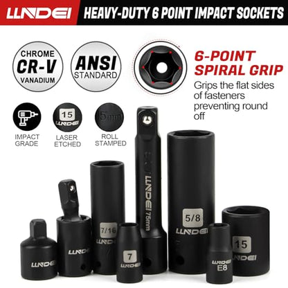 LLNDEI 1/4 & 3/8" Drive Impact Socket Set 186Pcs SAE/Metric - size: 186-Piece 1/4" & 3/8" Drive Socket Set