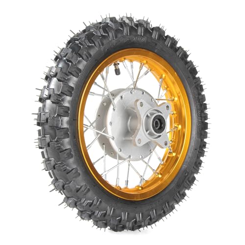 CRF50 Wheels, 2.50-10 Tyres and Tube for CRF50 XR50 SSR 50cc 110cc 125cc Dirt Pit Bike 1.40-10 Alloy Aluminum Rim, 10" Drum Brake Shoe(Gold)