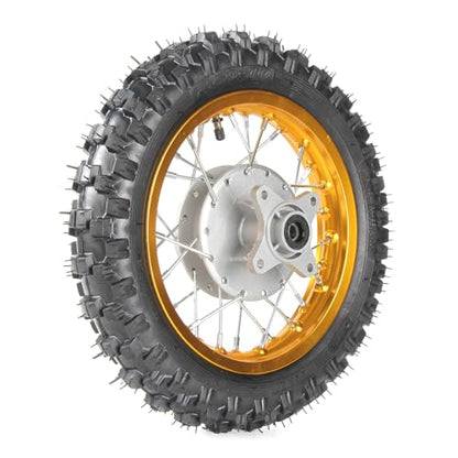 CRF50 Wheels, 2.50-10 Tyres and Tube for CRF50 XR50 SSR 50cc 110cc 125cc Dirt Pit Bike 1.40-10 Alloy Aluminum Rim, 10" Drum Brake Shoe(Gold)