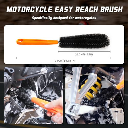 Pro: Conquer Grime! Motorcycle Chain Clean & Lube Kit - 350ml Powerful Degreaser, 120ml Smooth Wet Lube, Brushes, Scrubber, Towel Complete Tools Set