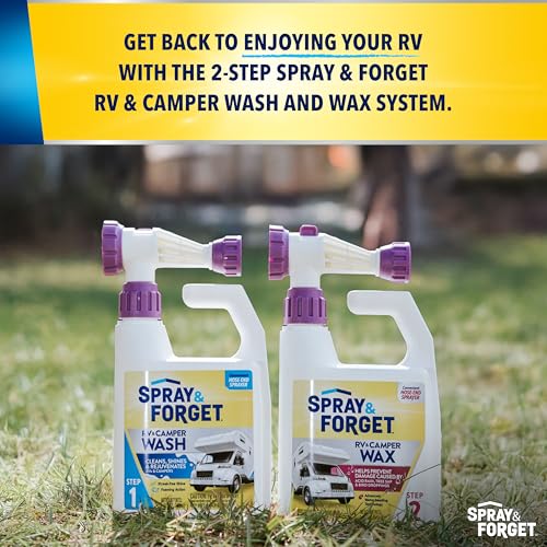 Spray & Forget RV & Camper Wash and Wax Combo, Includes RV & Camper Wash (1 Quart) and Wax (1 Quart) with Convenient, Ready-to-Use Hose End Adapters - style: Wash & Wax Combo