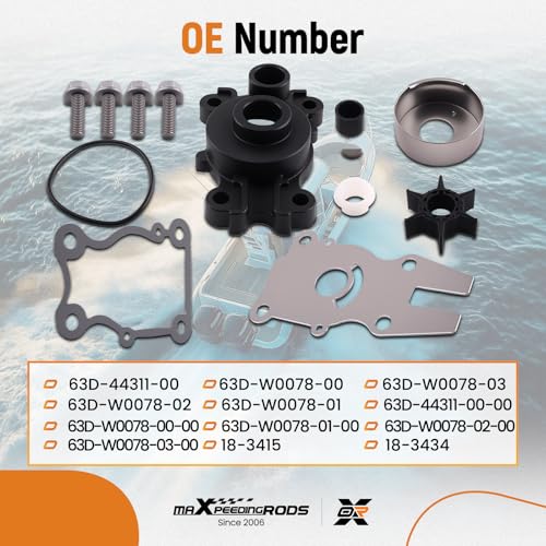 maXpeedingrods 63D-W0078-00 Water Pump Impeller Kit for Yamaha - size: For 40 50 60HP 1995-2009