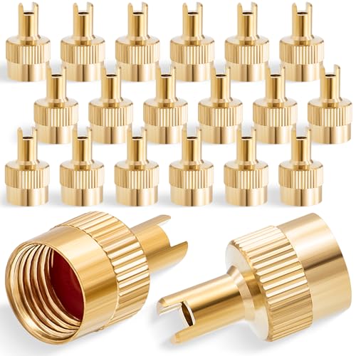 20PCS Tire Valve Stem Caps, Nickel Brass Slotted Slot Valve Stem Caps with Valve Core Remover, with O Rubber Ring, Universal for Cars, SUV, Trucks, Bikes, Motorcycles, Bicycles(Gold) - color: Gold, size: 20 pcs