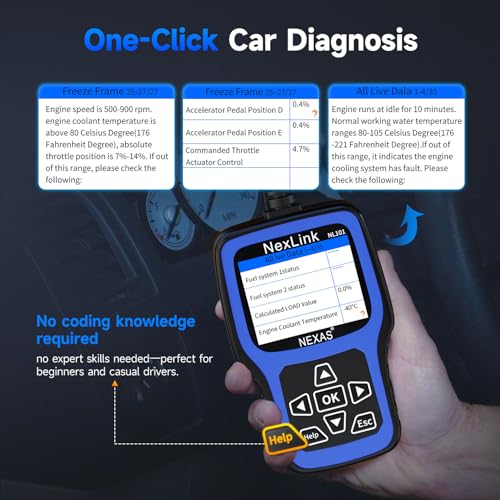 NEXAS NL101 OBD2 Scanner with Battery Tester for All US Vehicles Since 1996 - color: black
