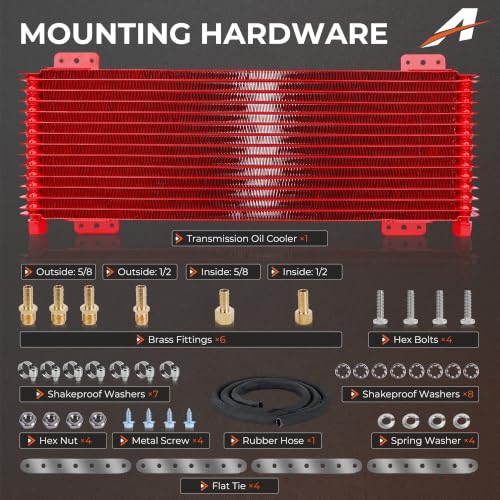 40k Transmission Cooler Kit LPD47391, Heavy Duty 40,000 GVW Low Pressure Drop Oil Cooler, Brazed Aluminum Trans Cooler Compatible with Tru-Cool 40k for Trucks, RVs & Towing Vehicles (Red) - color: Red