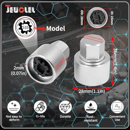 535 Wheel Locking Nut Key for VW, Socket Adapter (OD 28mm-ID 25mm) - size: Socket 535