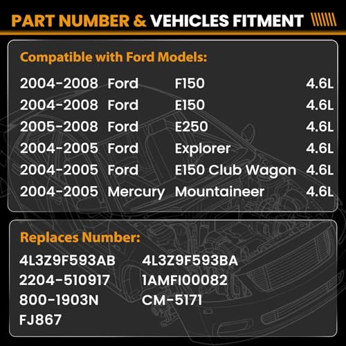 Fuel Injectors 4L3Z9F593BA Compatible with Ford F150 Mercury 4.6L 2004-2008 - size: 4L3Z9F593BA 8P