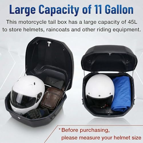 Japard Motorcycle Top Case 42L Daily Rear Tail Box Trunk, Lockable Storage Carrier, Waterproof Universal Mounting for Helmet Luggage (Silver White) - color: CLEARANCE! Silver White
