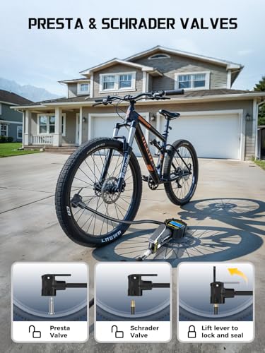 Presta Valve Adapter with Pressure Gauge, 200 PSI Bike Tire Inflator - size: Digital Upgraded