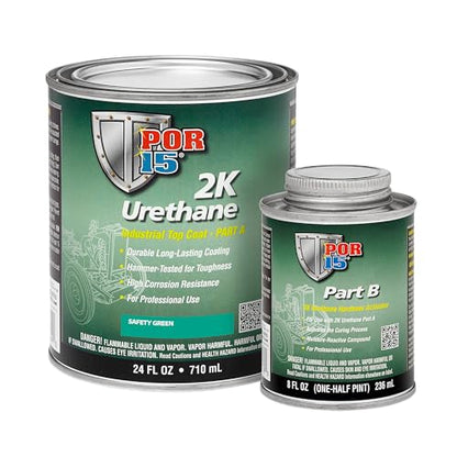 POR-15 2K Urethane - Safety Green - 32 FL OZ - Two Part Industrial Top Coat | Durable Long-Lasting Coating | Hammer Tough Finish - color: Safety Green, size: 32 Fl Oz (Pack of 1)