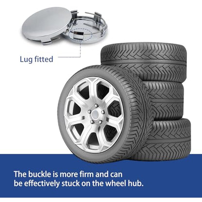 4 PCS Car Wheel Center Hub Cover, 60MM/2.36In OD 56MM/2.2In ID Wheel Center Caps, ABS Rust-Proof Durable Snap-in Vehicle Rim Hub Caps Accessories (Silver) - color: Silver