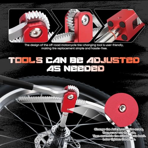 Dirt Bike Tire Changing Tool Kit Complete Package for Motocross, Enduro, Dirt Bikes 16" to 21" Wheels, Includes 15/17/20/25mm Axles, Colorful