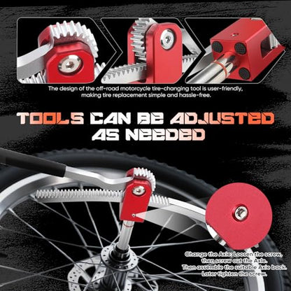 Dirt Bike Tire Changing Tool Kit Complete Package for Motocross, Enduro, Dirt Bikes 16" to 21" Wheels, Includes 15/17/20/25mm Axles, Colorful