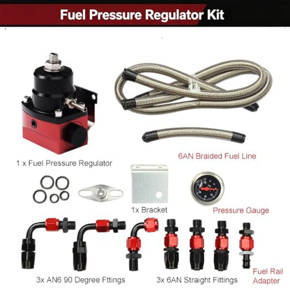 Adjustable Fuel Pressure Regulator Kit EFI Bypass Return 6AN 100PSI