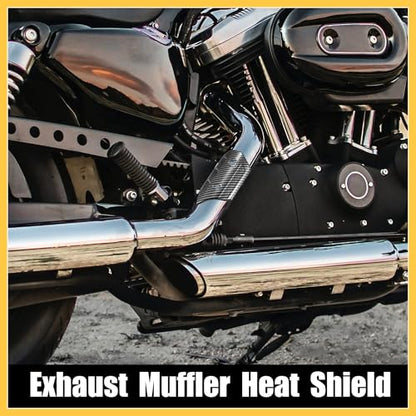 1 Set Universal Motorcycle ATV 4.69'' Carbon Fiber Pattern Black Exhaust Muffler Pipe Heat Shield Cover Guard Protector Auto Replacement Parts