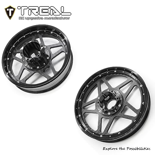 TREAL Losi Promoto MX Front and Rear Wheels(2P), CNC Machined Aluminum w Carbon Rims for Losi 1/4 FXR Motorcycle(Black) - color: black