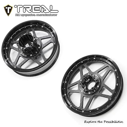 TREAL Losi Promoto MX Front and Rear Wheels(2P), CNC Machined Aluminum w Carbon Rims for Losi 1/4 FXR Motorcycle(Black) - color: black
