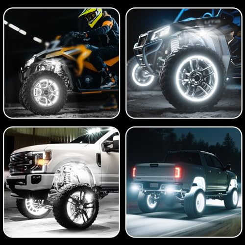 Pure White 8Pods Rock Lights & 17inch Double Row Wheel Lights Combo - size: 17inch-8pod