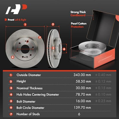A-Premium Front and Rear Vented Brake Rotors and Ceramic Pads Kit