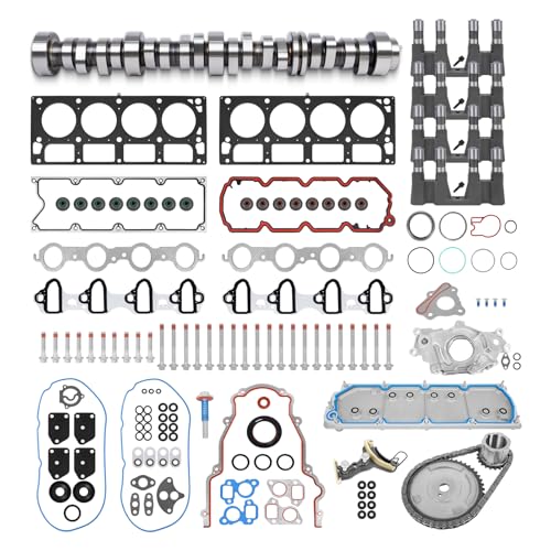 WANGSHENG NON AFM DOD Kit w/Camshaft, Lifters, Timing Chain, Head Gasket Set, Fit for 2007-2013 Chevy Silverado 1500/Tahoe/Suburban, GMC Sierra/Yukon 5.3L V8 Engine, NON-VVT - color: NON AFM Kit w/Oil Pump+Valley Cover+Timing Chain